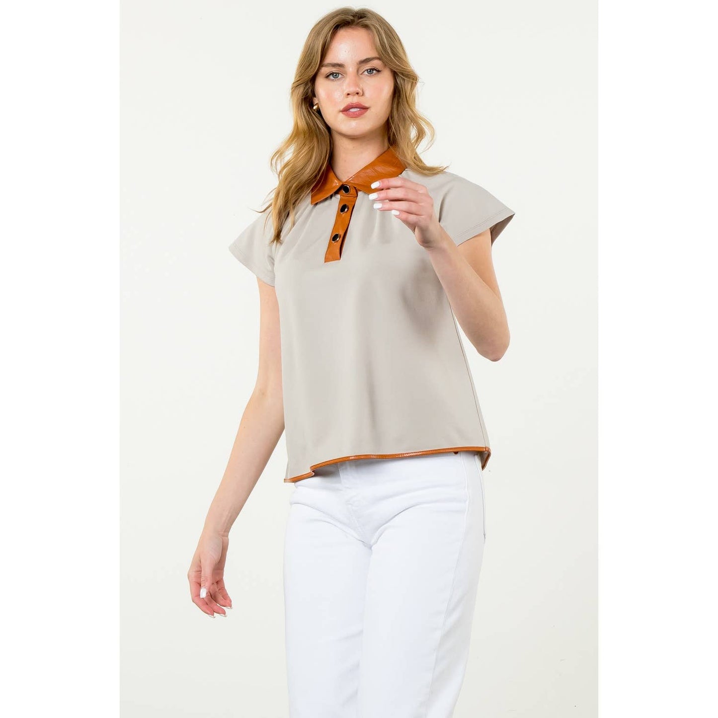 Collared Short Sleeve Top