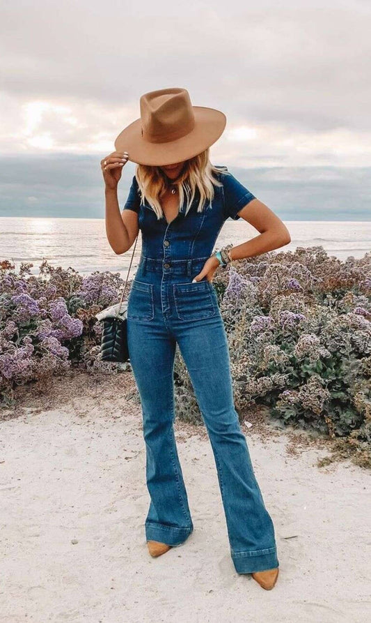 Bootcut Denim Jumpsuit