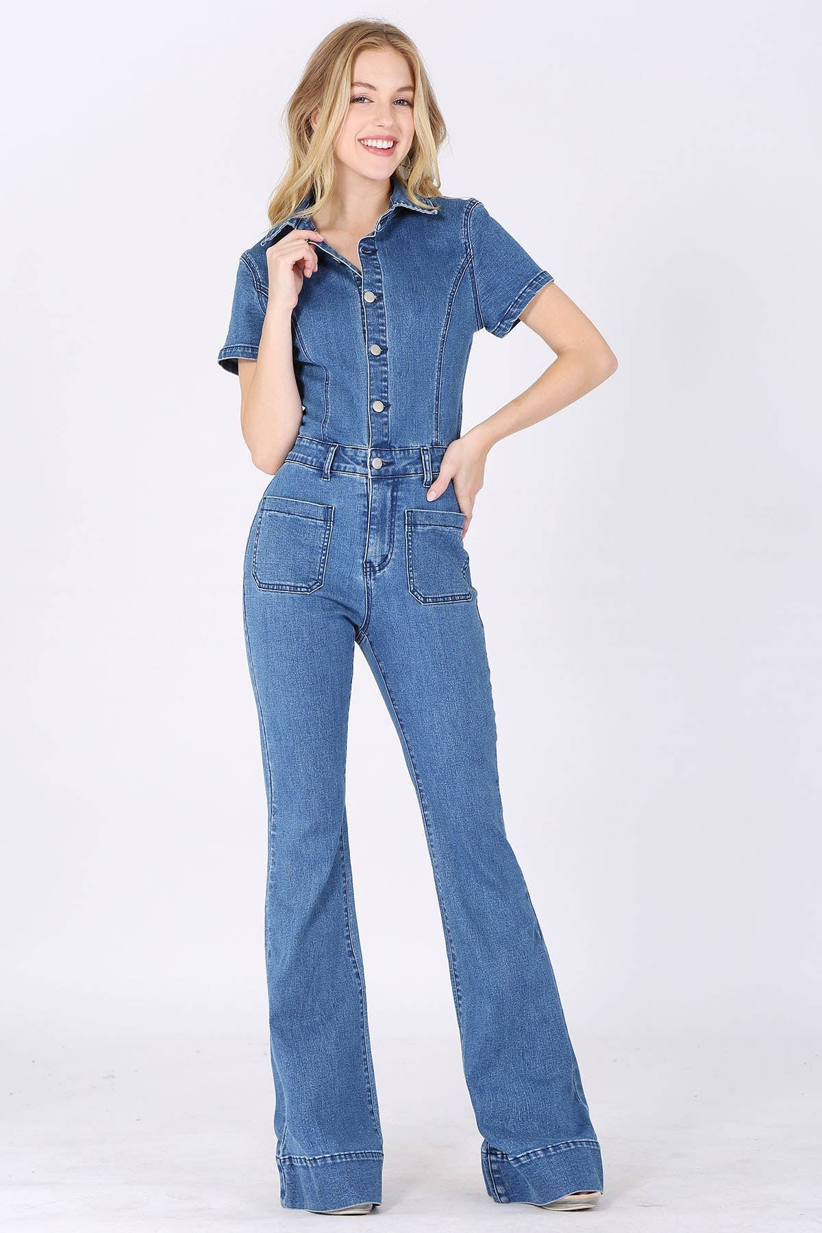 Bootcut Denim Jumpsuit