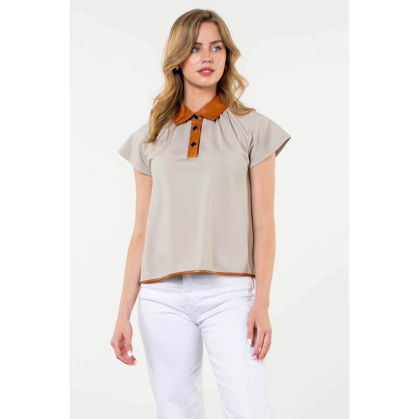 Collared Short Sleeve Top